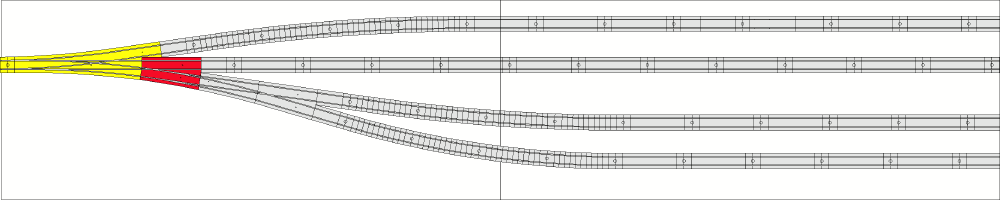 sketchup Gleisplan mit Doppelweiche und Weiche im Anschluss