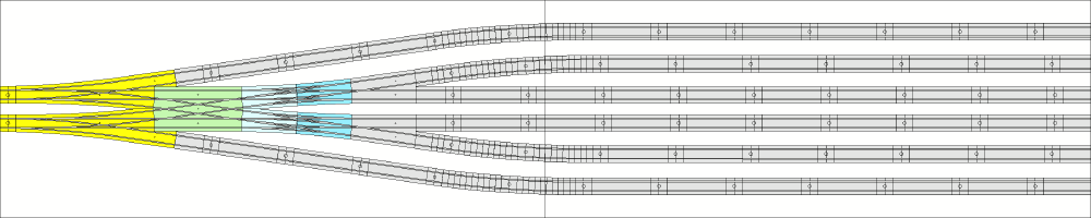 sketchup Gleisplan mit Doppelweichen und Doppelkreuzungen