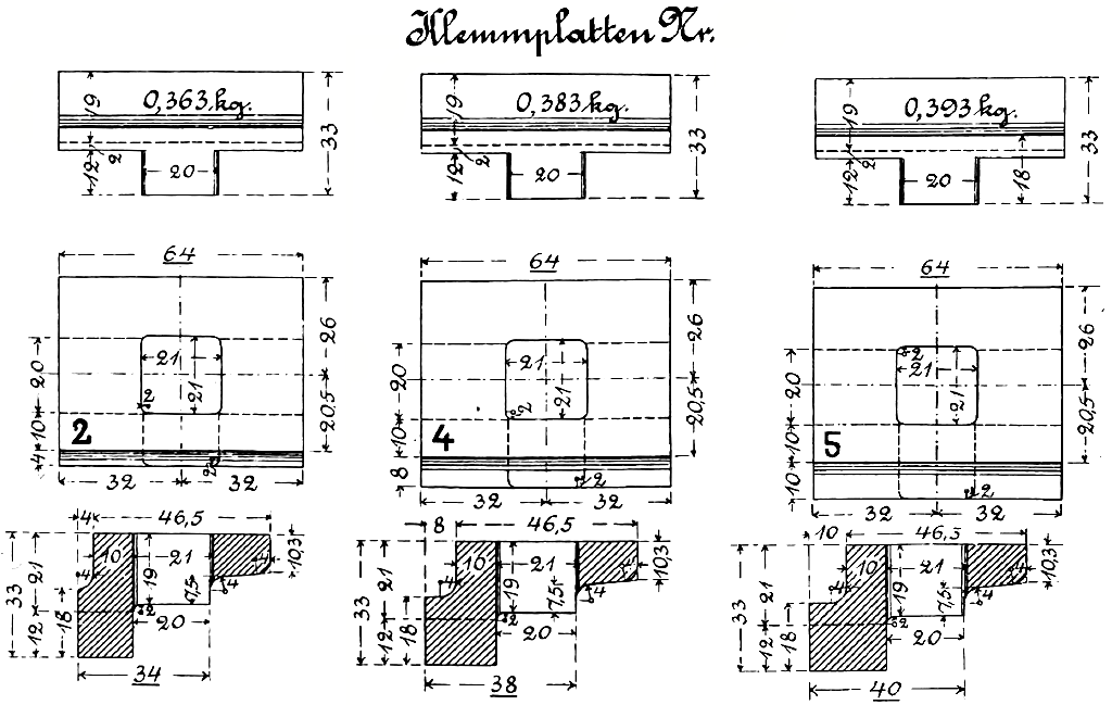 Musterblatt Klemmplatten Nr. 2, 4 und 5