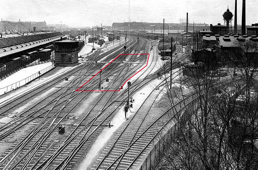 preußische Gleiswüste Anhalterbahnhof mit Abzweigung