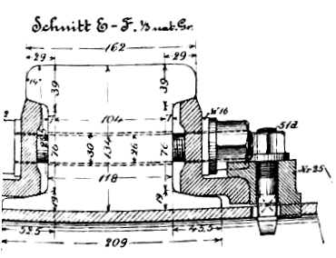 Musterblatt 6 Schnitt Guss-Herzstück 1:9 mit Klemmplatte Nr. 25