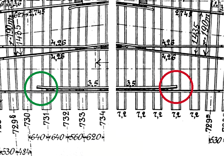Musterblatt 73 Doppelte Gleiseverbindung 1:9 Fehler Radlenkerposition