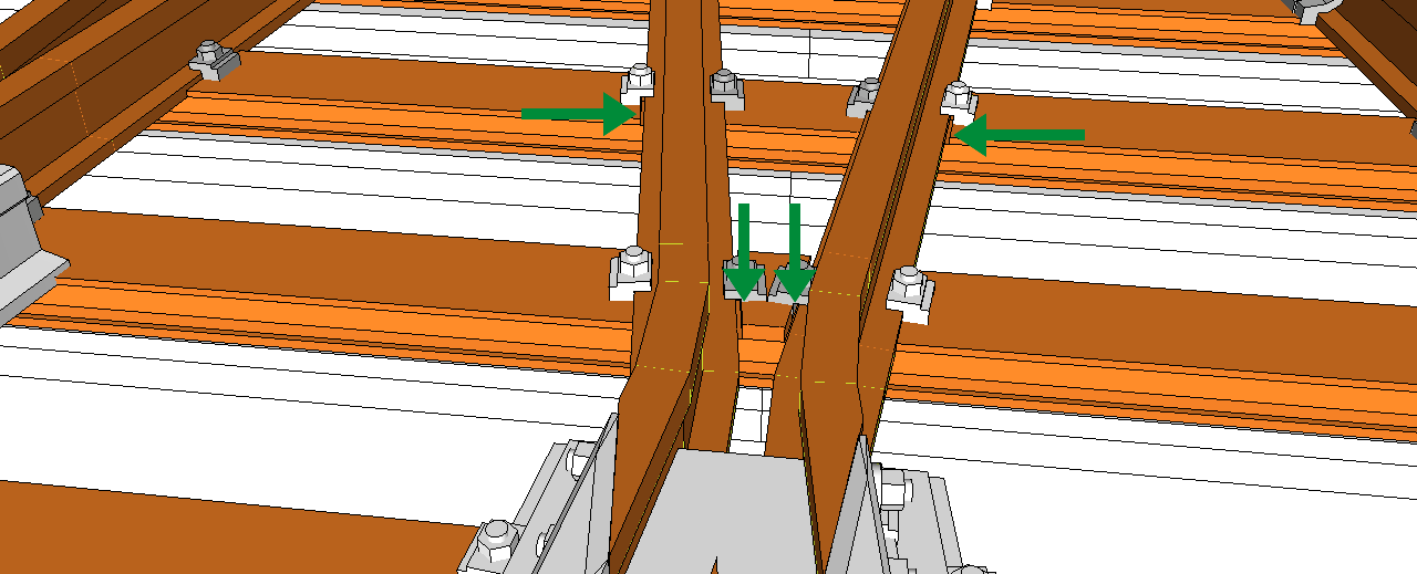 sketchup Doppelte Gleiseverbindung 1:7 450 cm mehr Spiel wegen Einfädeln der Schienen