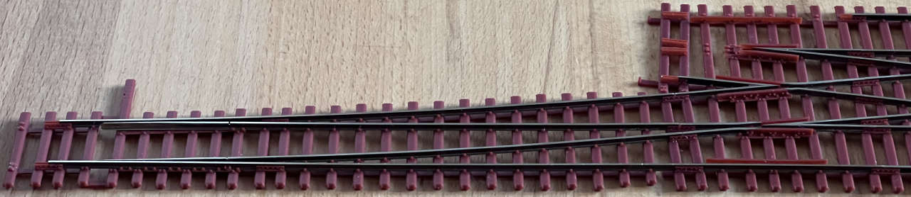 Druckteile Doppelte Gleiseverbindung 1:7 450 cm - Zusammenbau Anschluss einer Weiche