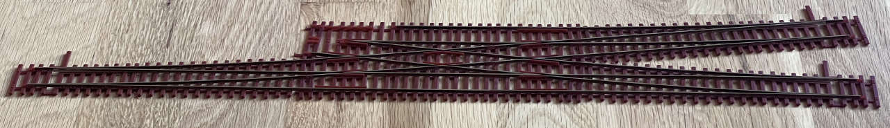 Doppelte Gleiseverbindung 1:7 450 cm - Zusammenbau Anschluss dreier Weichen