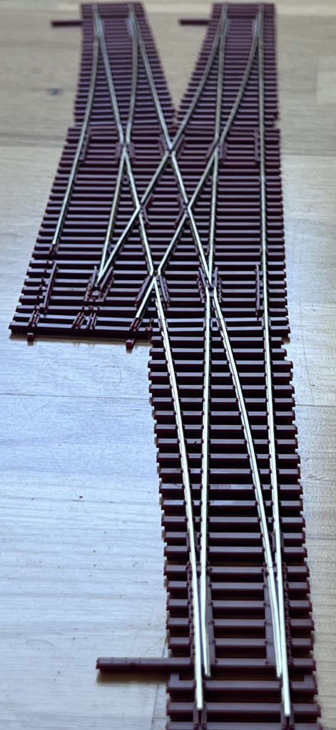 Doppelte Gleiseverbindung 1:7 450 cm - Zusammenbau Anschluss dreier Weichen